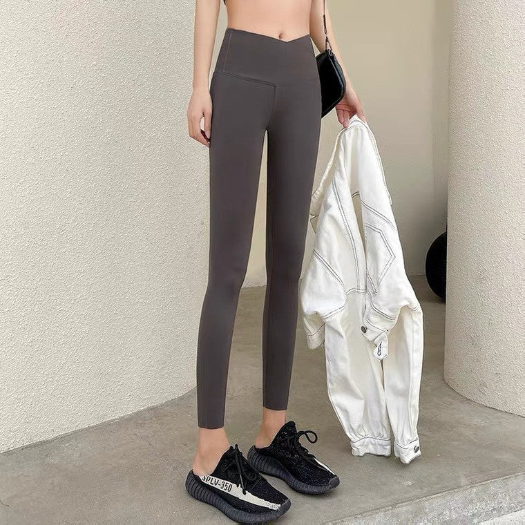 Women's Simple Cross-waist Shark Skin Leggings