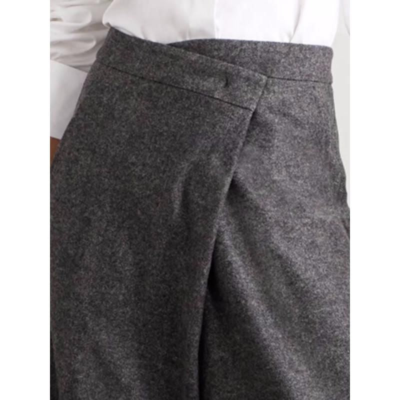 Chic High Waist Woolen Wide Leg Pants for Women