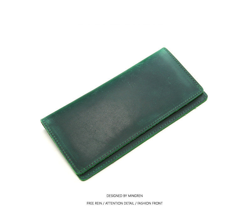 Men's long retro slim leather wallet