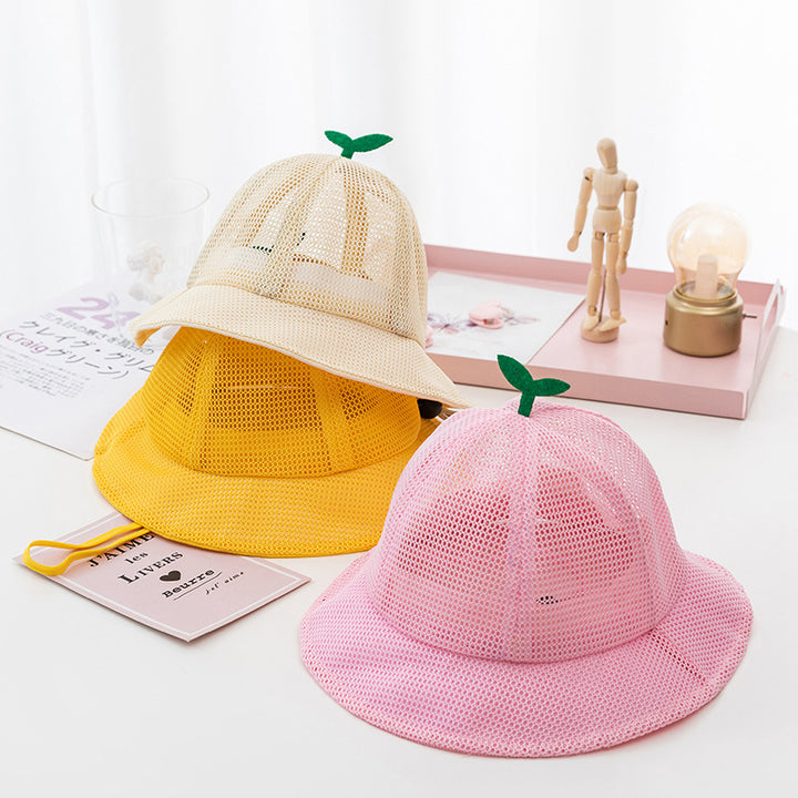 Korean Baby Summer Mesh Bucket Hat - Breathable Sprout Cap for Kids