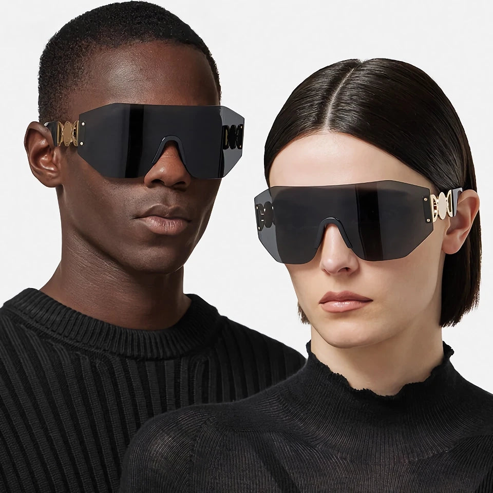 Oversized Shield Rimless Sunglasses