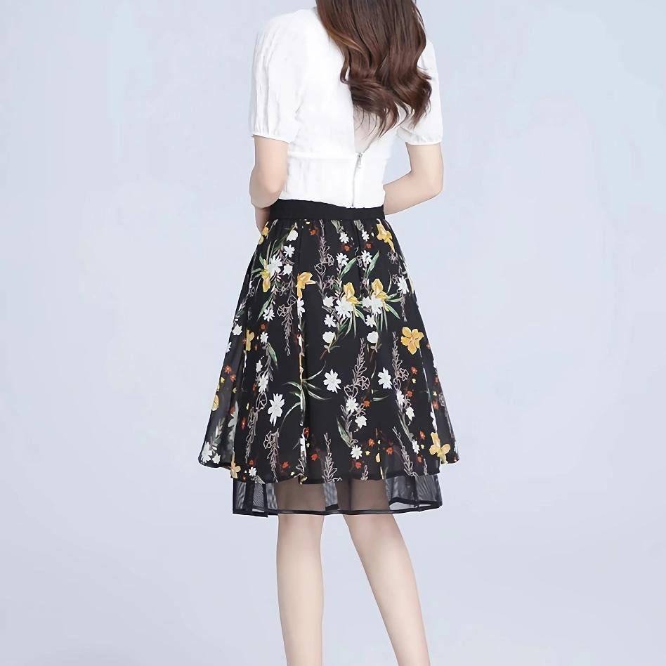 Floral Chiffon A-Line Skirt