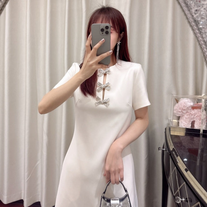 Commuting Elegant Slimming Work High Sense Elegant Short Sleeve A- Line Dress