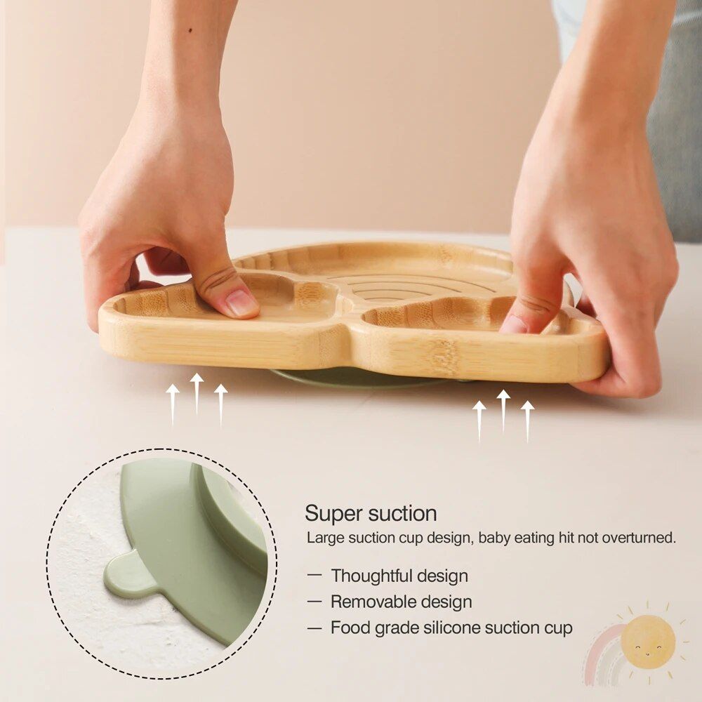 Eco-Friendly Bamboo Baby Feeding Set with Non-Slip Silicone Suction Cups