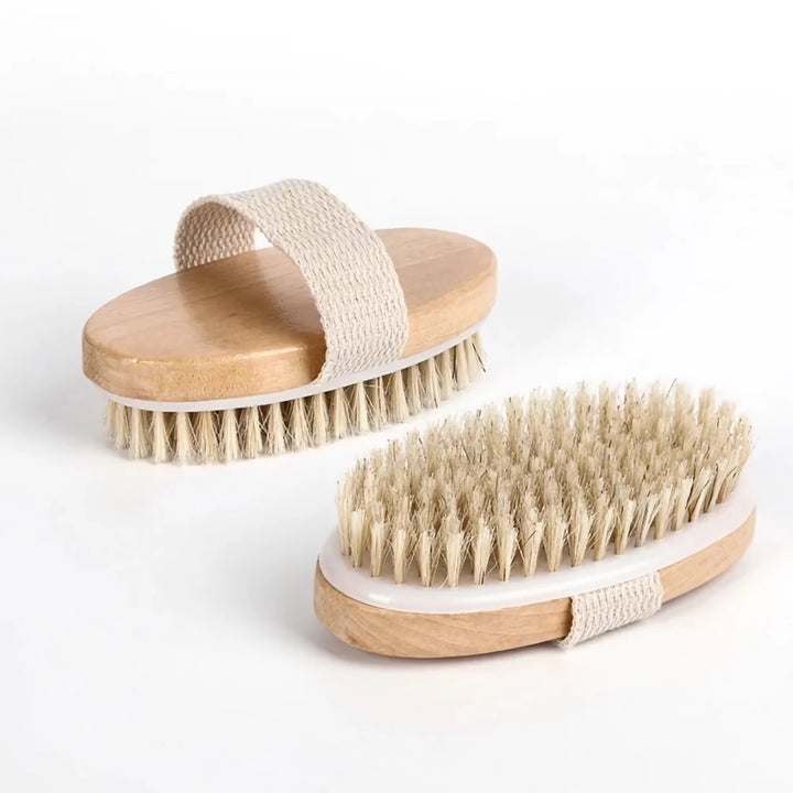 Natural Bristle Bath Brush - Wooden Exfoliating Shower Brush