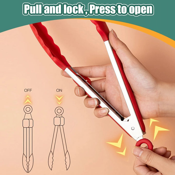 Silicone BBQ Grilling Tongs