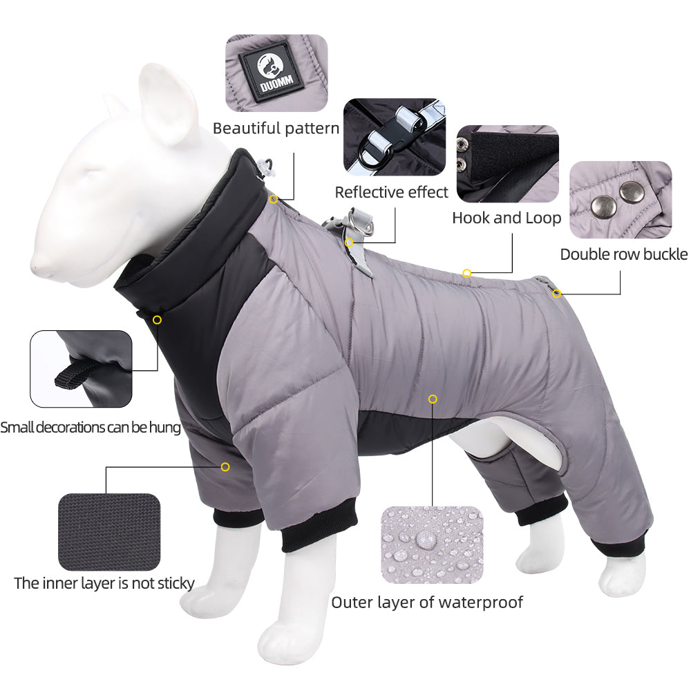 Waterproof Winter Dog Coat with D-Ring