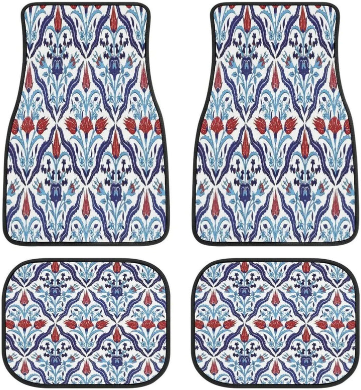 Vintage Persian-Turkish Patterned Car Floor Mats (4-Piece Set)