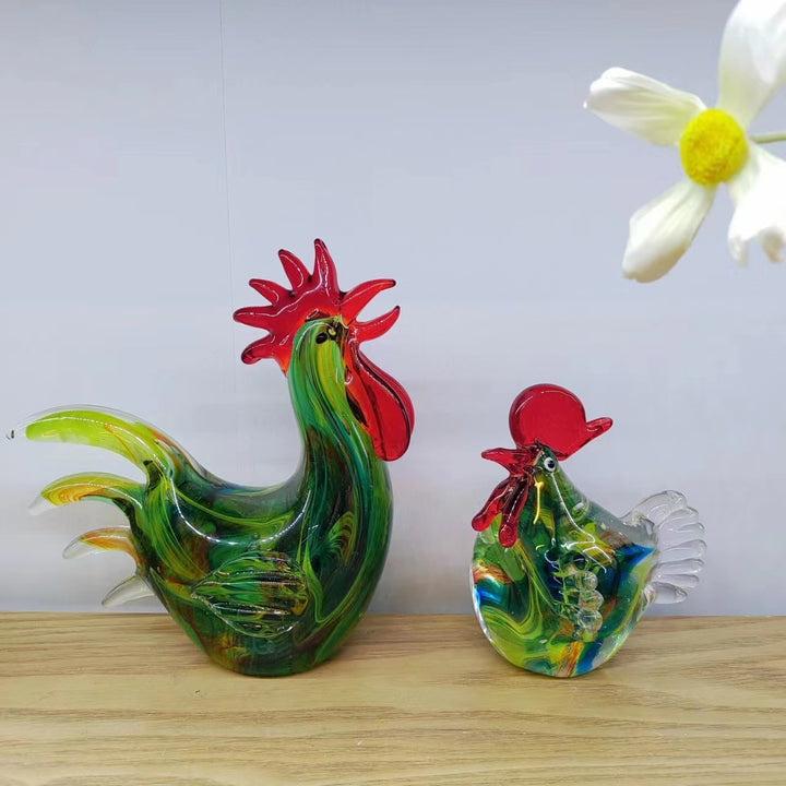 Glass Chicken Ornaments Creative Home Soft Outfit Model Room Decoration Ancient French Glaze Ornament