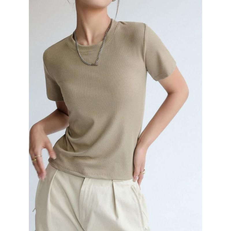 Women's Ribbed Round Neck T-Shirt