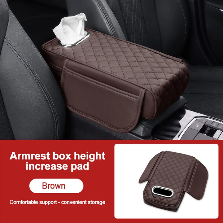 Universal Car Armrest Pad with Tissue Storage – Comfortable Console Cushion