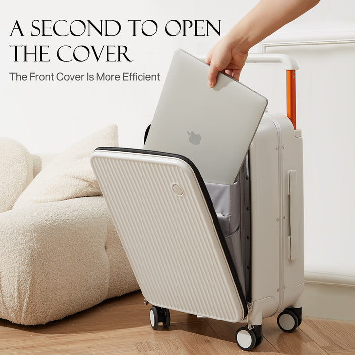 Luxury Wide Handle PC Suitcase with Front Laptop Pocket