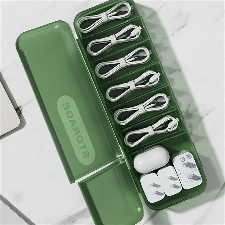 Cable Storage Box with 7 Compartments for Home and Travel