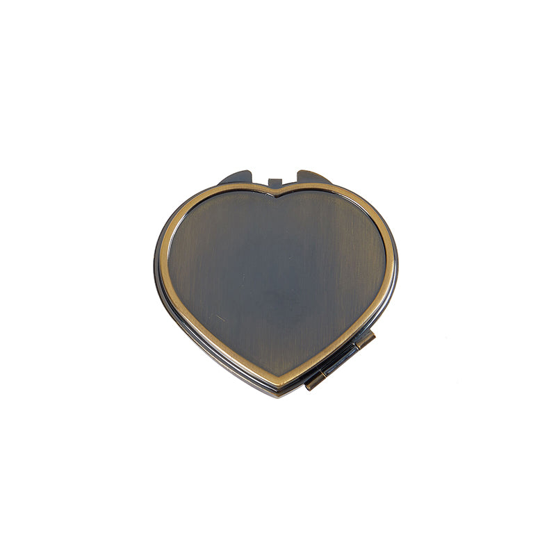 Heart-Shaped Metal Pill Box with Mirror