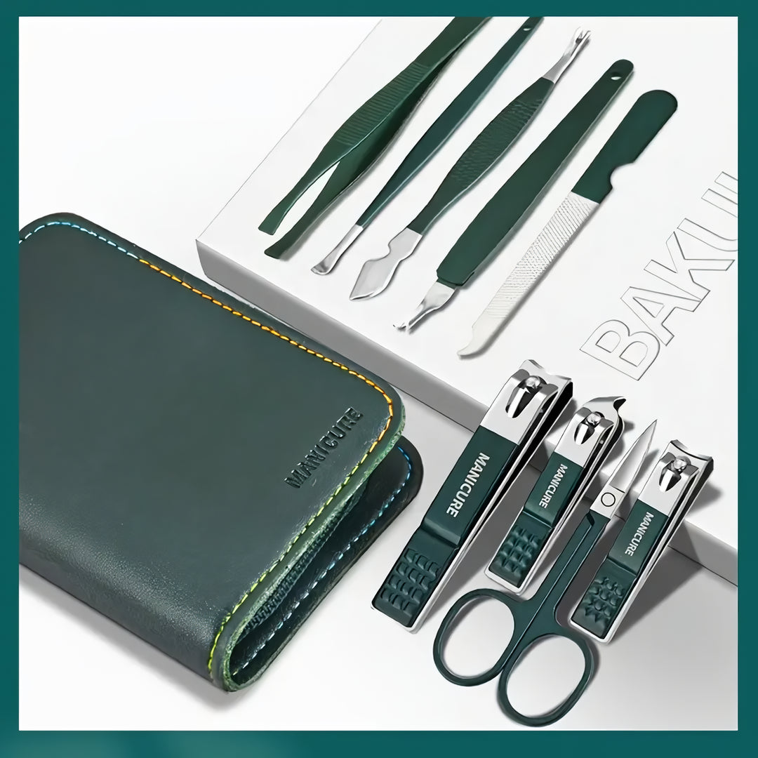 Portable 9-Piece Stainless Steel Manicure Set