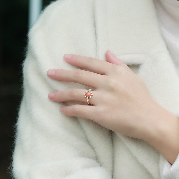 Women's Silver Vintage Natural Pearl Resin Ring