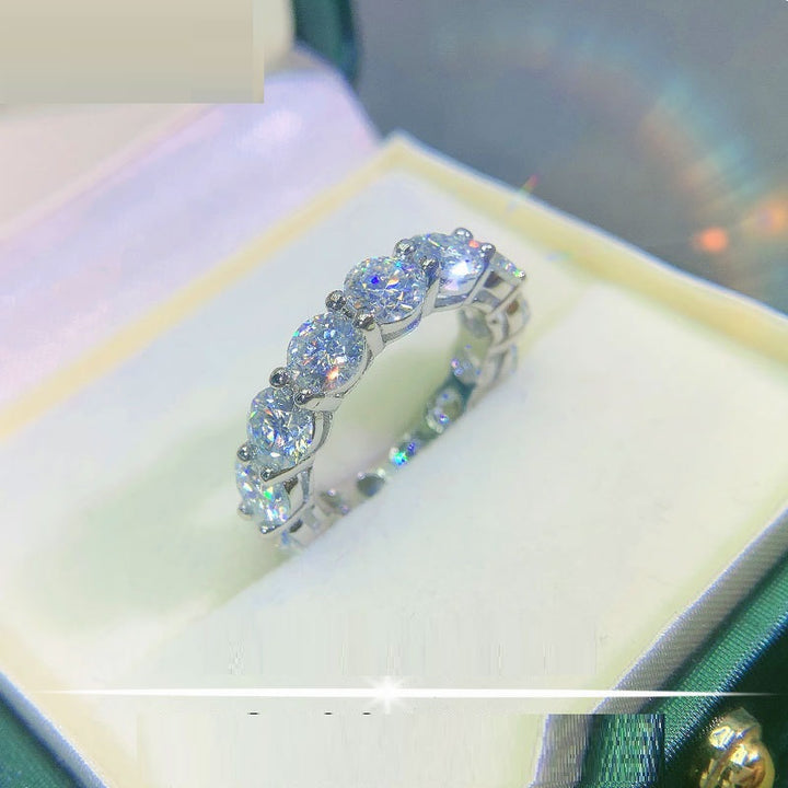 18k White Gold Full Diamond D Color Moissanite Ring