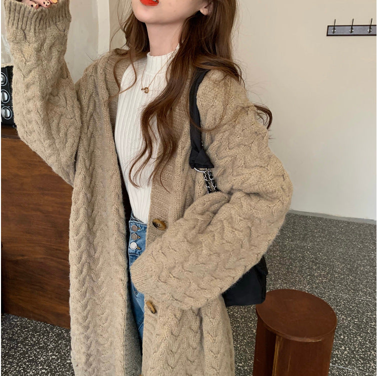 Mid-length Sweater Female Baggy Coat