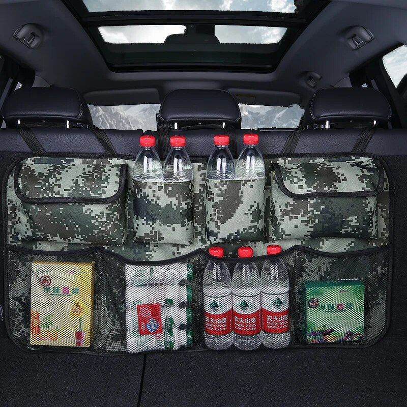 Waterproof Oxford Car Seat Organizer – Camouflage Grey Backseat Storage Bag