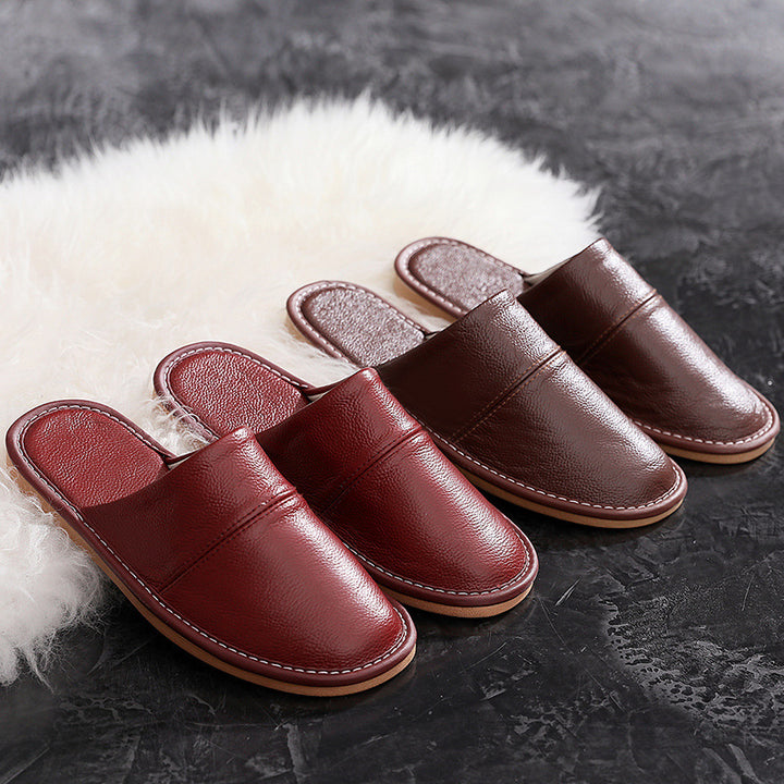 Light Luxury High-grade Baotou Leather Slippers Women Spring And Autumn Non-slip Mute