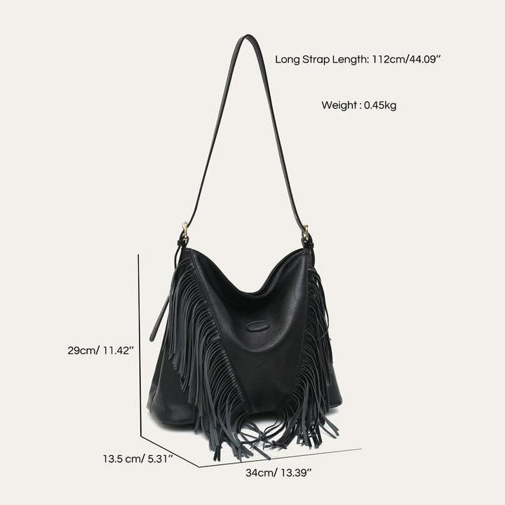 Luxurious Vegan Leather Tassel Shoulder Bag