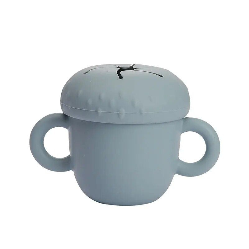 Silicone Toddler Snack Cup with Secure Lid & Straw