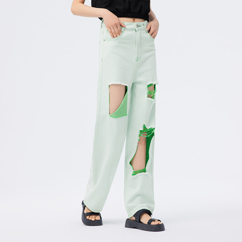 Summer Bright Line Wide Leg Jeans for Women