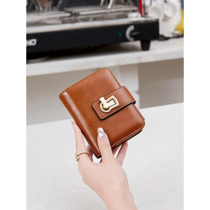 Retro PU Leather Multi-Functional Short Wallet with Twist Lock