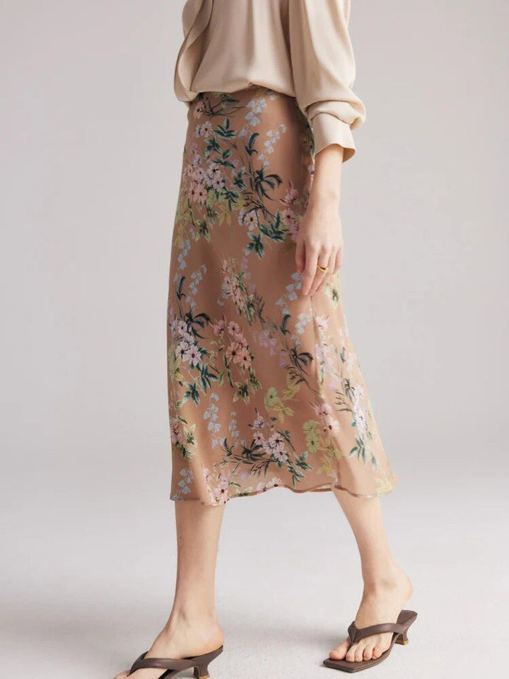 Chiffon Floral A-Line Skirt for Women