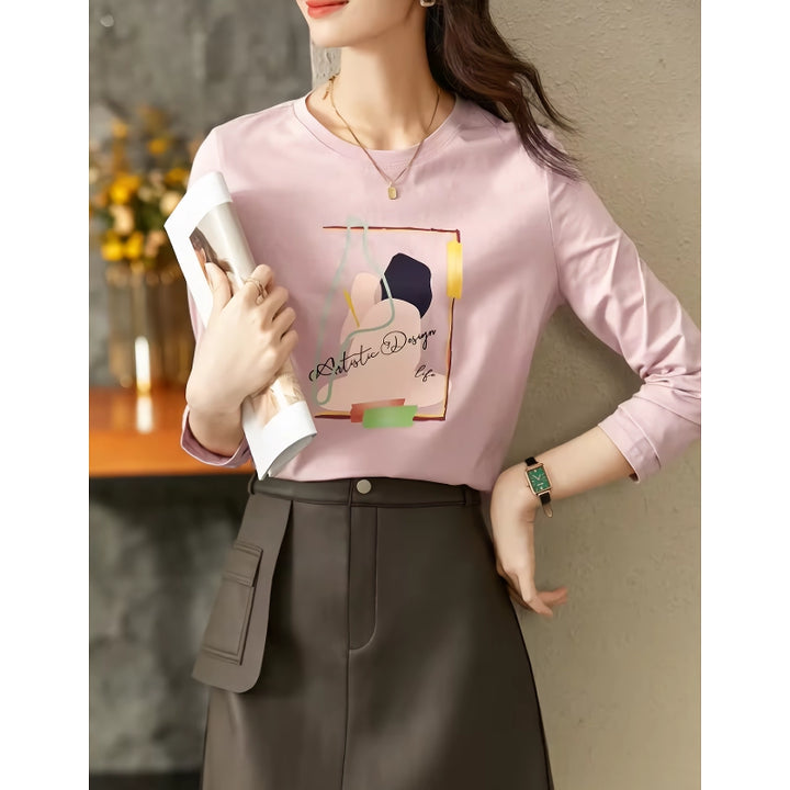 Cotton Long Sleeve Pink T-Shirt