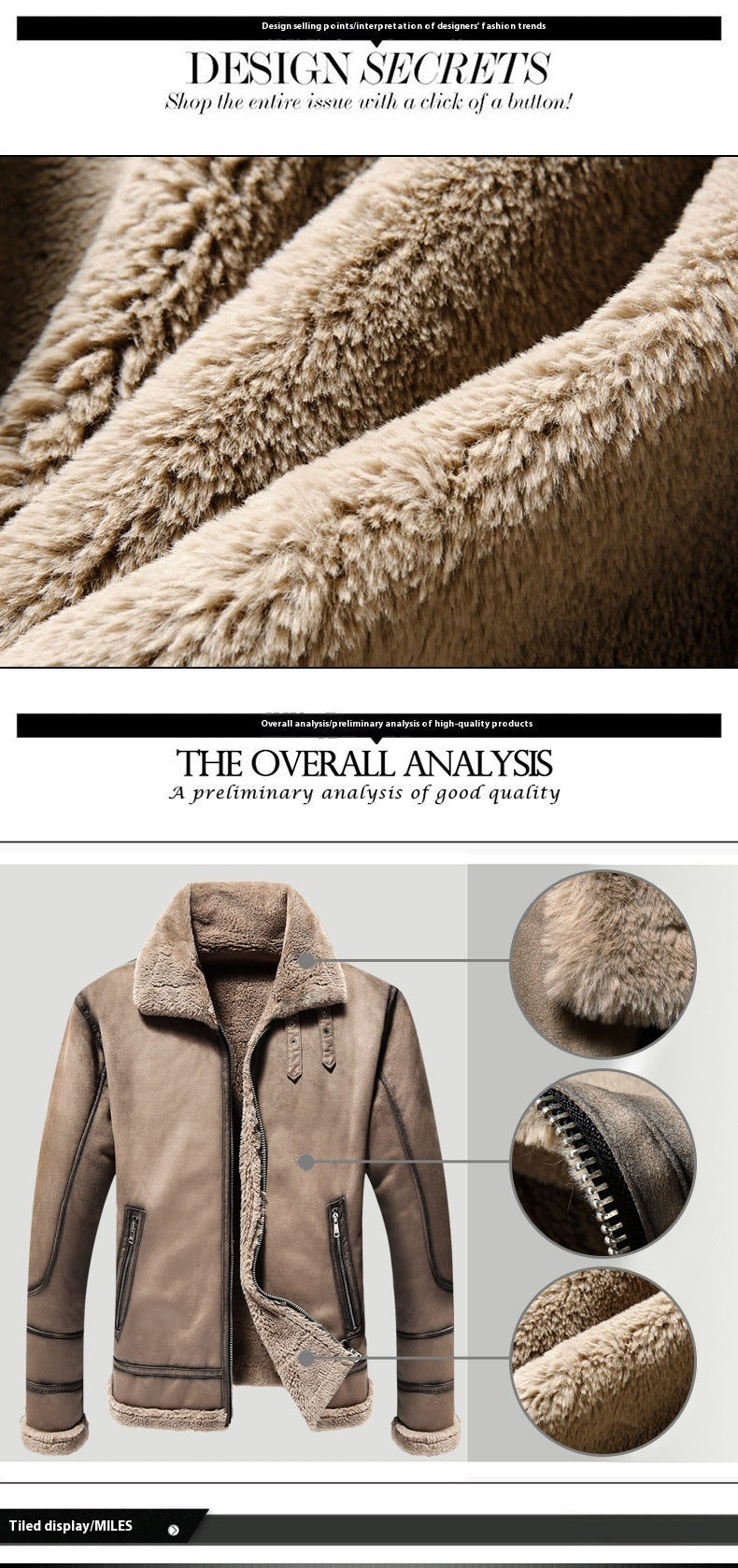 Men's Casual Polo Collar Fur Thickened Fleece-lined Warm Jacket