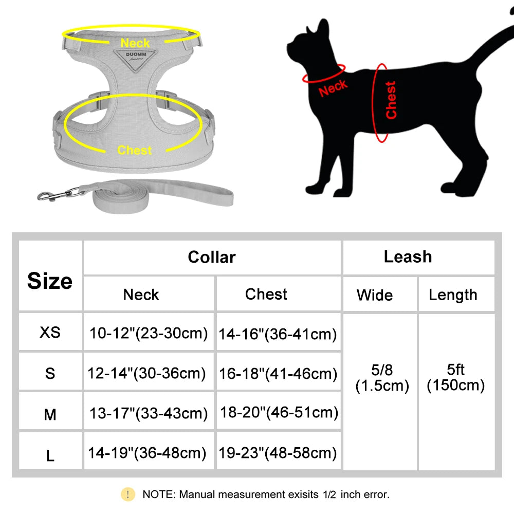 Soft Mesh Cat and Dog Vest Harness with Leash Set