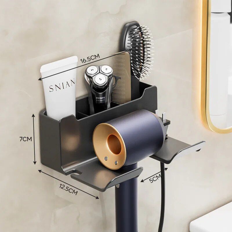 Double-Tier Eco-Friendly Wall Mounted Hair Dryer Holder