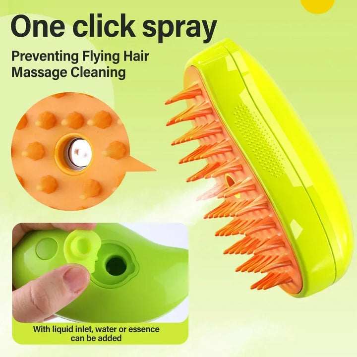 3-in-1 Pet Grooming Comb: Electric Spray Massage and Hair Removal for Cats & Dogs - USB Charging