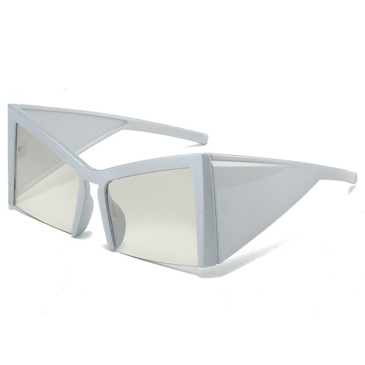 Irregular Semi-Rimless Sunglasses with UV400 Protection