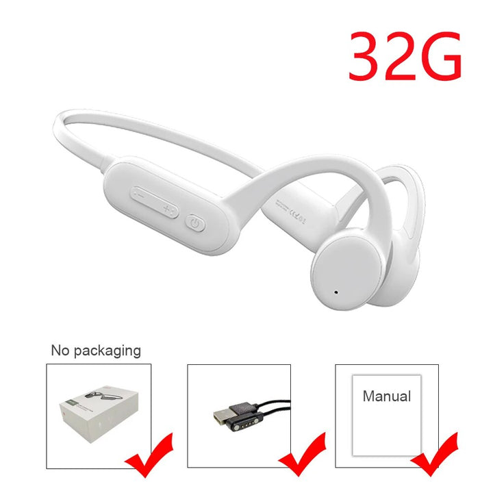 Wireless Bone Conduction Earphones with IPX8 Waterproof Rating and 32GB Memory