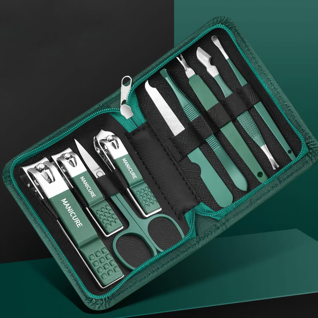 Portable 9-Piece Stainless Steel Manicure Set