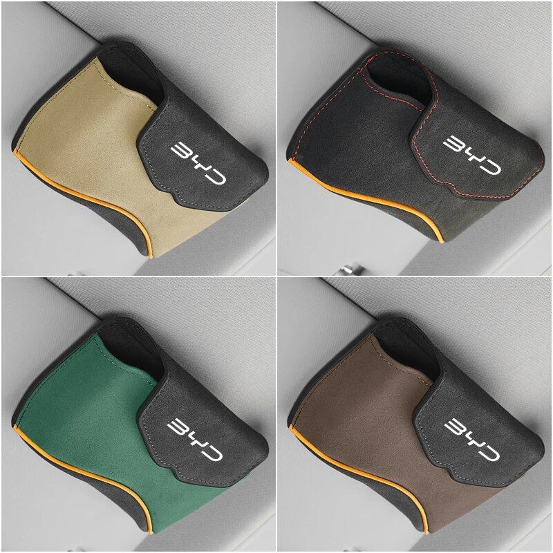 Luxurious Suede Leather Car Visor Glasses Holder