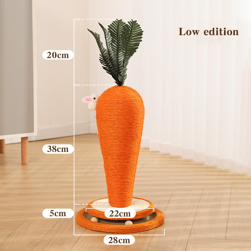 Carrot Sisal Rope Cat Scratching Post with Turntable Toy