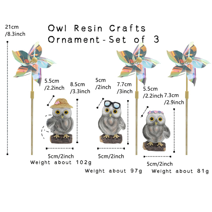 Charming Owl Resin Craft Decoration Set