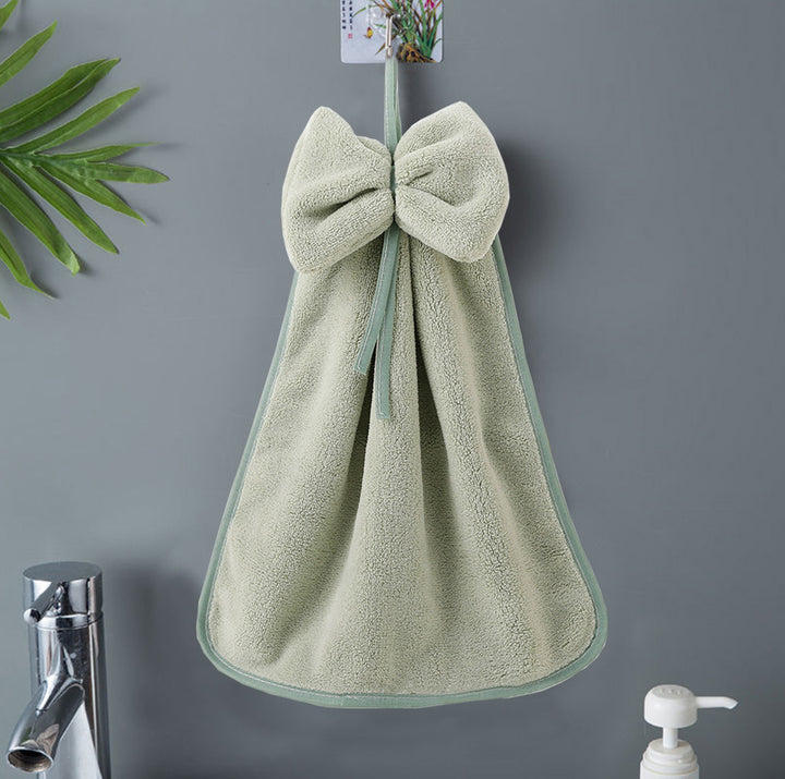 Bowknot Coral Velvet Hand Towels for Kitchen & Bathroom