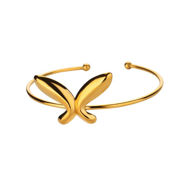 Delicate Butterfly Cuff Bracelet - Trendy Gold Stainless Steel Bangle