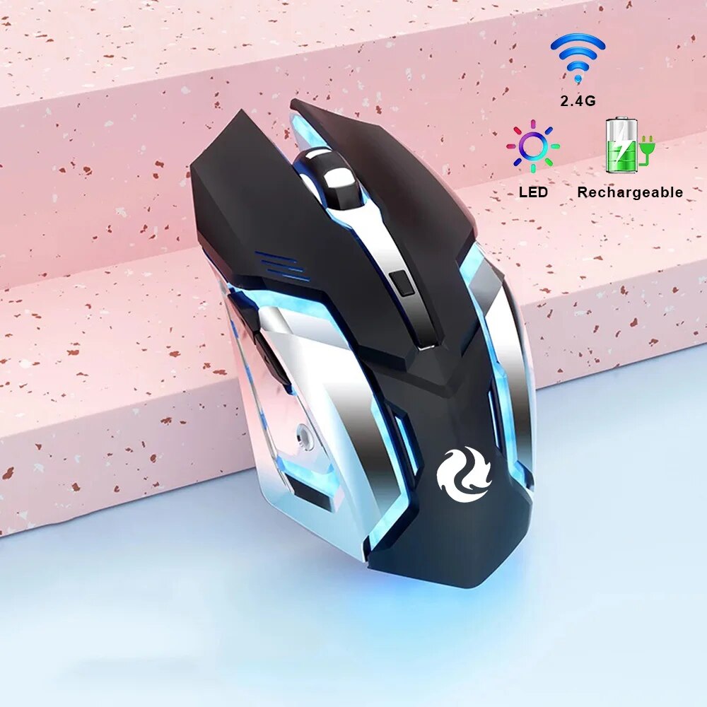 Rechargeable Wireless Gaming Mouse with LED Backlight and Ergonomic Design