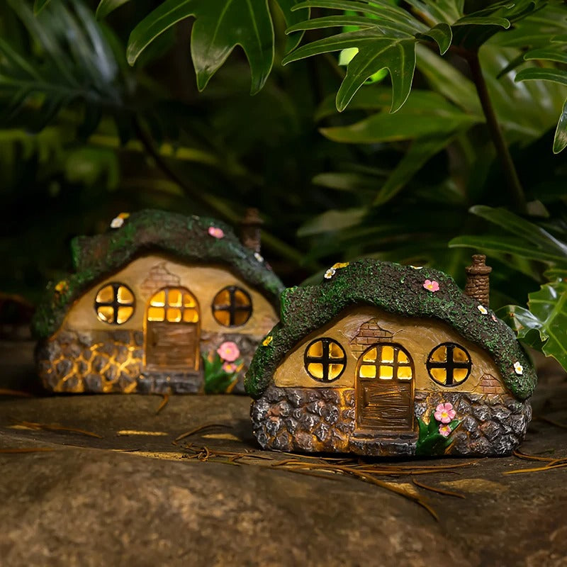 Solar Fairy Garden Shed Statue Light