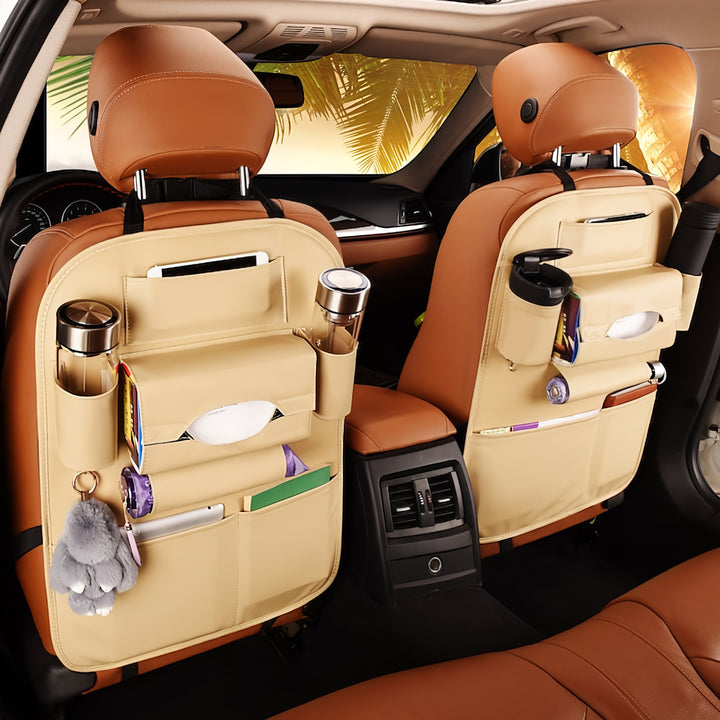 Luxury Multi-Pocket Leather Car Back Seat Organizer