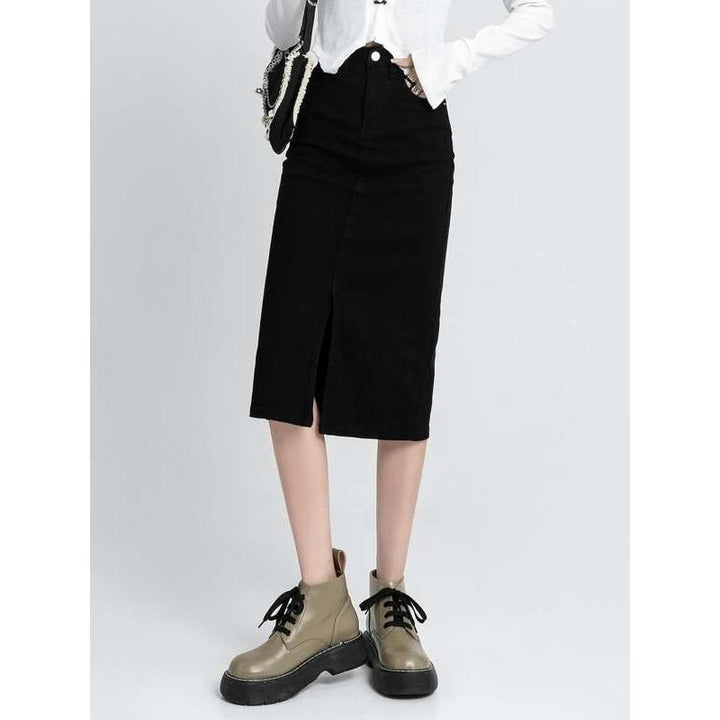 Classic High Waist Denim Pencil Skirt