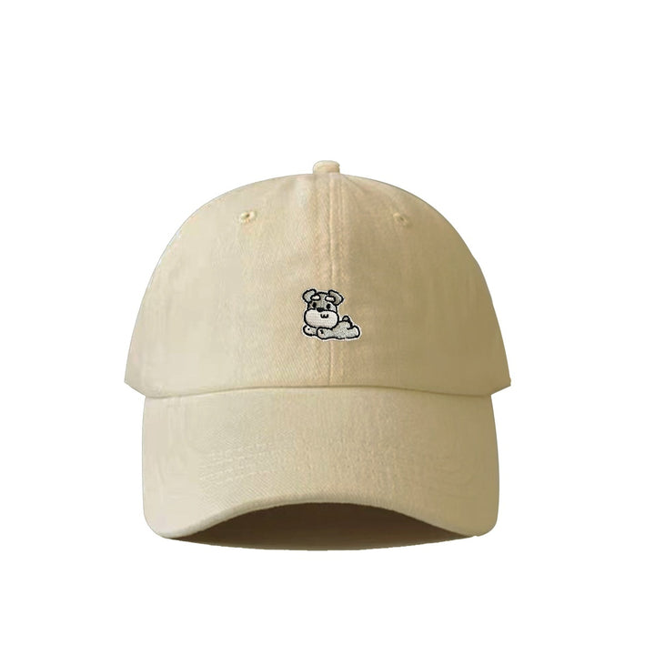 Brushed Pure Cotton Embroidery Schnauzer Puppy Baseball Cap