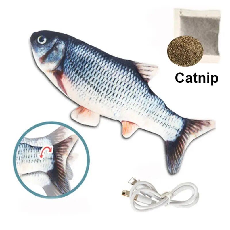 Interactive 3D Plush Fish Toy for Cats