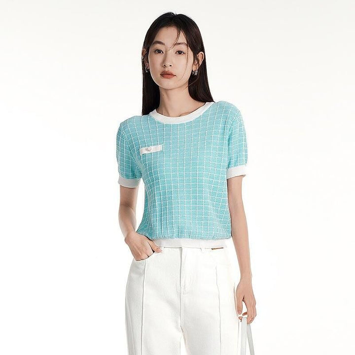 Summer Chic Geometric Knitwear Top