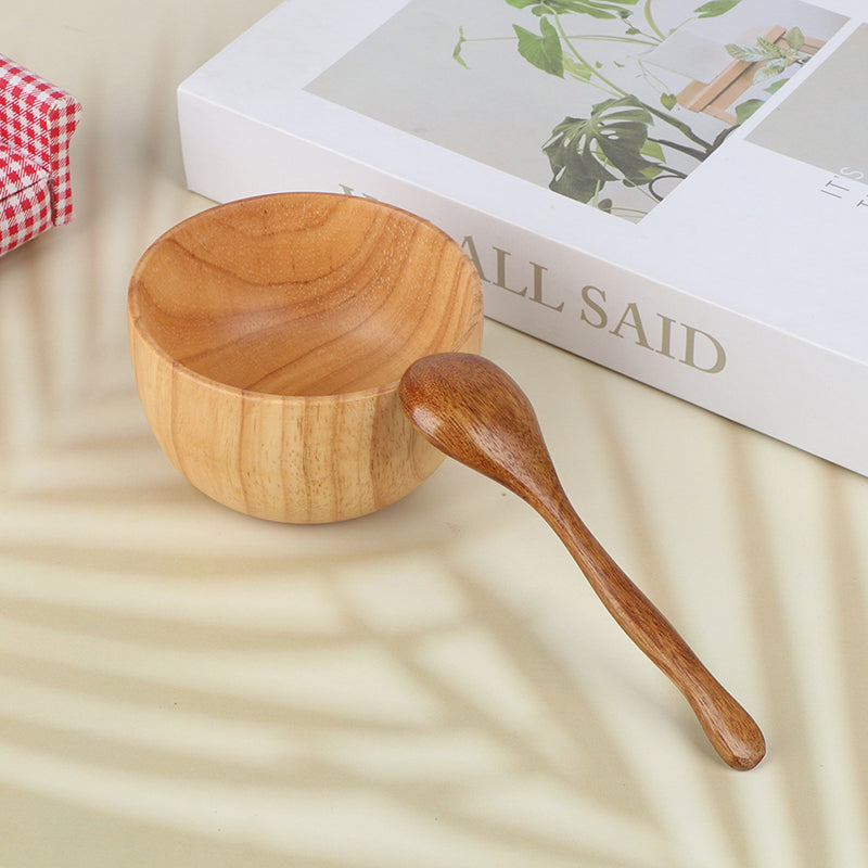 2Pcs Wooden Facial Mask Bowl and Spoon Set